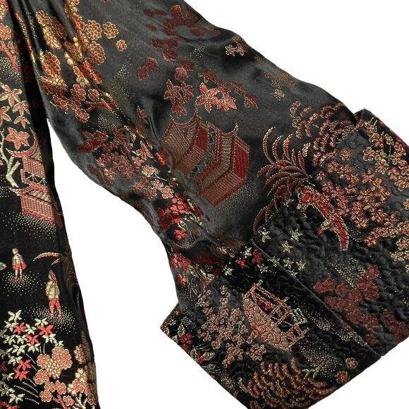 Peony Chinese Flower Blossom Tree Satin Dressing Gown Robe Dress Vintage size 34 - Picture 3 of 7